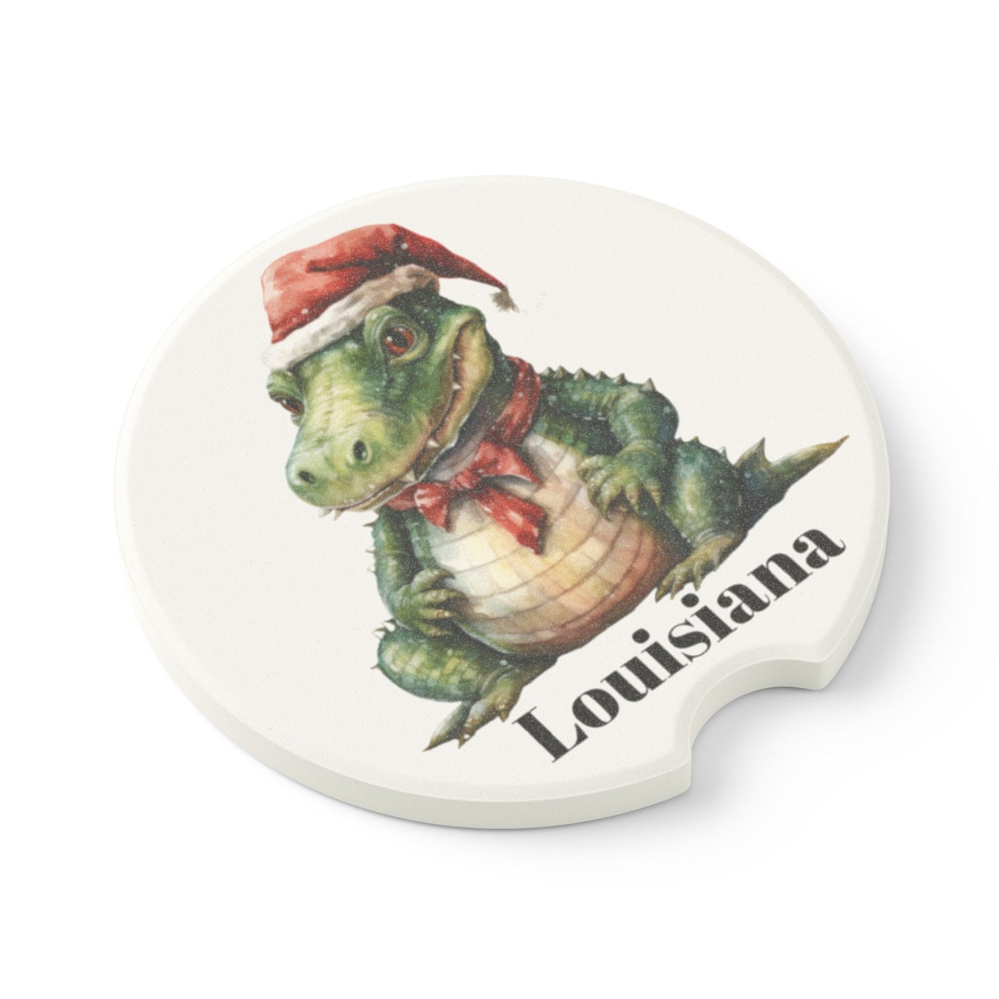 Soapstone Car Coaster (Alligator Christmas)