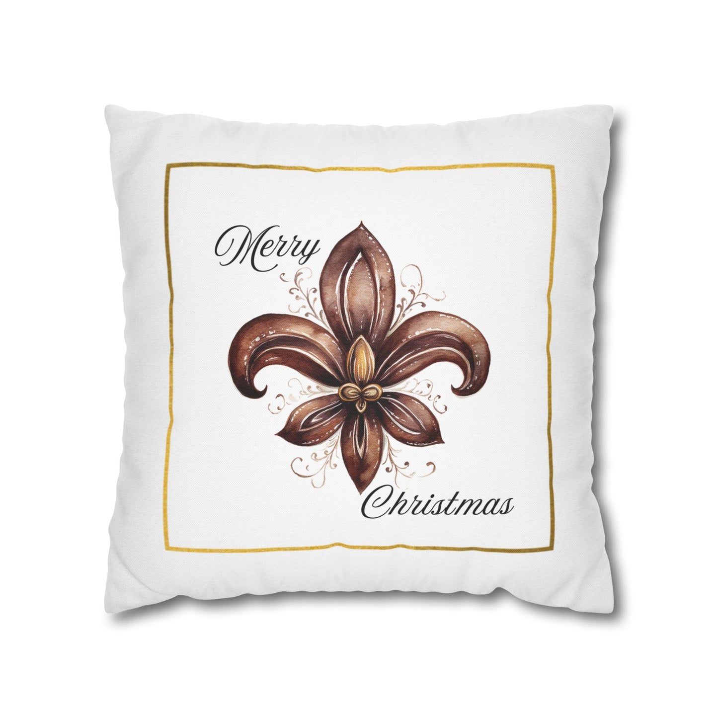 Spun Polyester Square Pillowcase(Fleur De Lis Cmas)