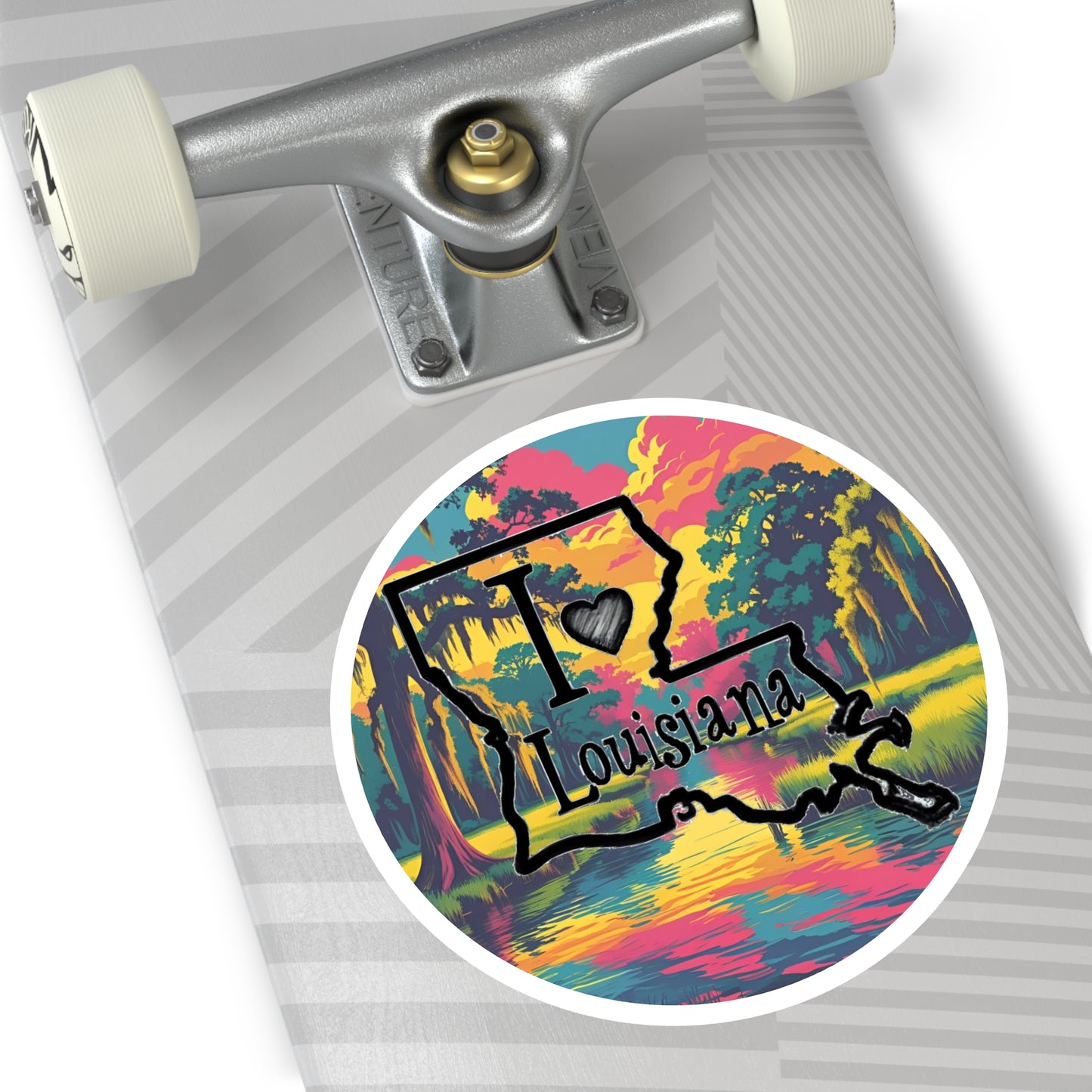 Round Sticker Louisiana Lover Retro Colored
