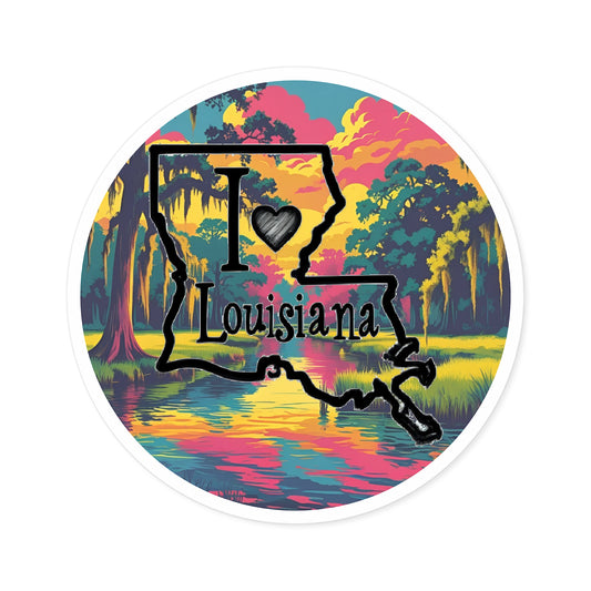 Round Sticker Louisiana Lover Retro Colored