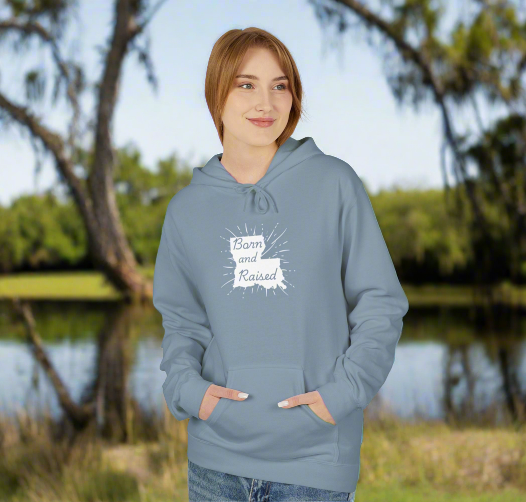 Hoodie: Louisiana Born and Raised Midweight Softstyle Fleece Hoodie