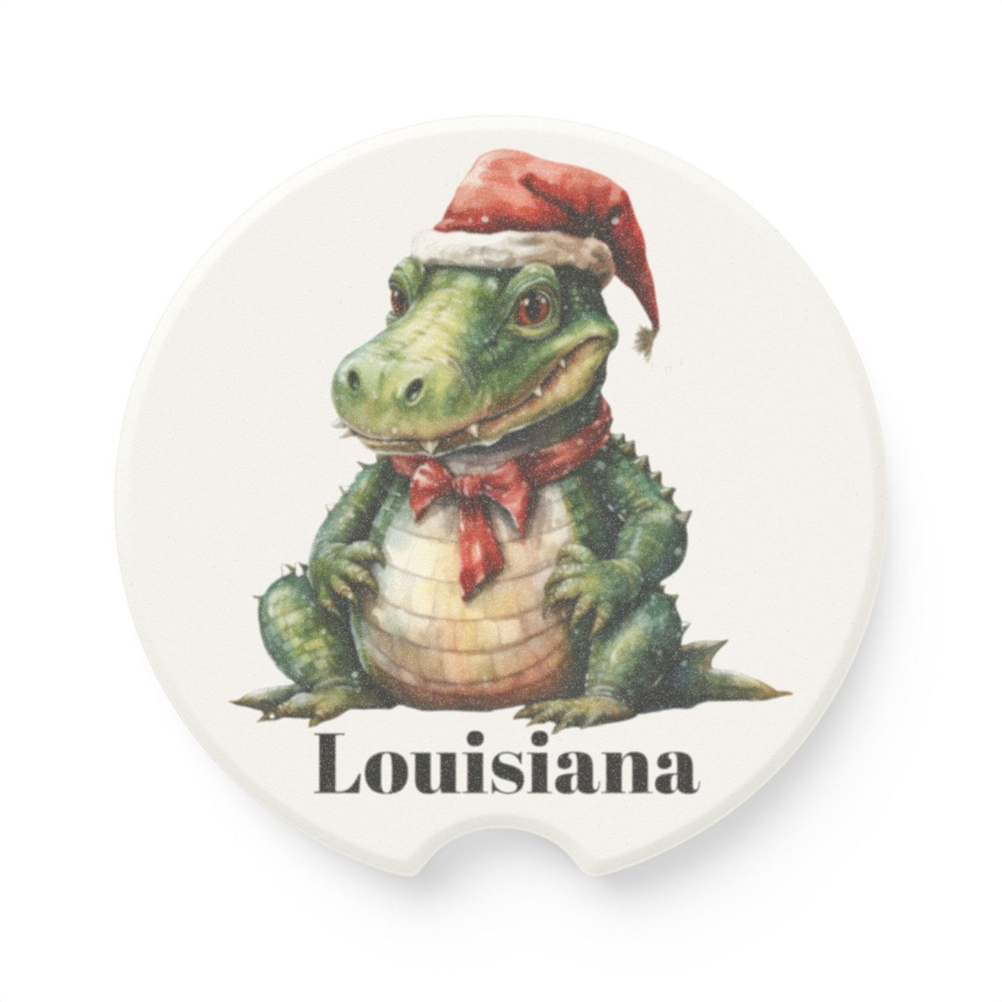 Soapstone Car Coaster (Alligator Christmas)