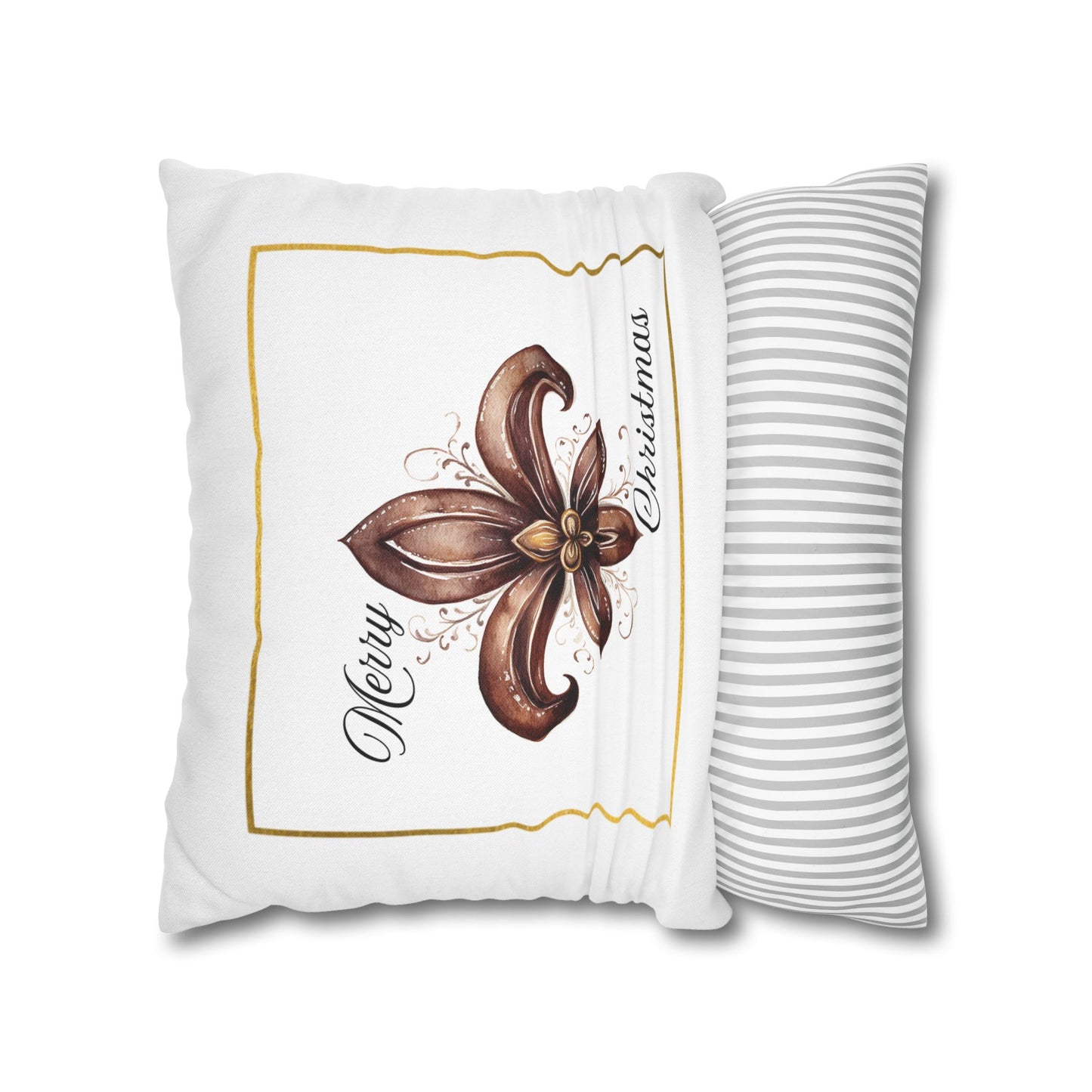 Spun Polyester Square Pillowcase(Fleur De Lis Cmas)