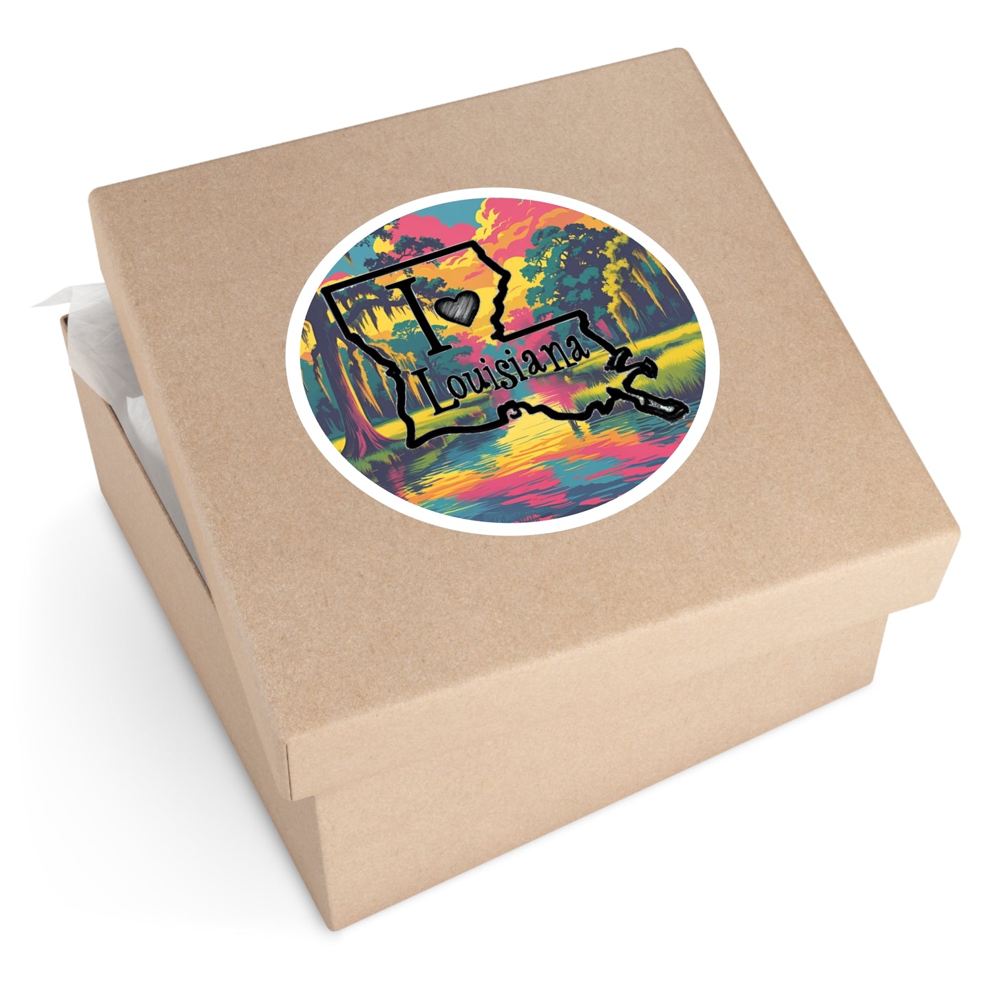 Round Sticker Louisiana Lover Retro Colored