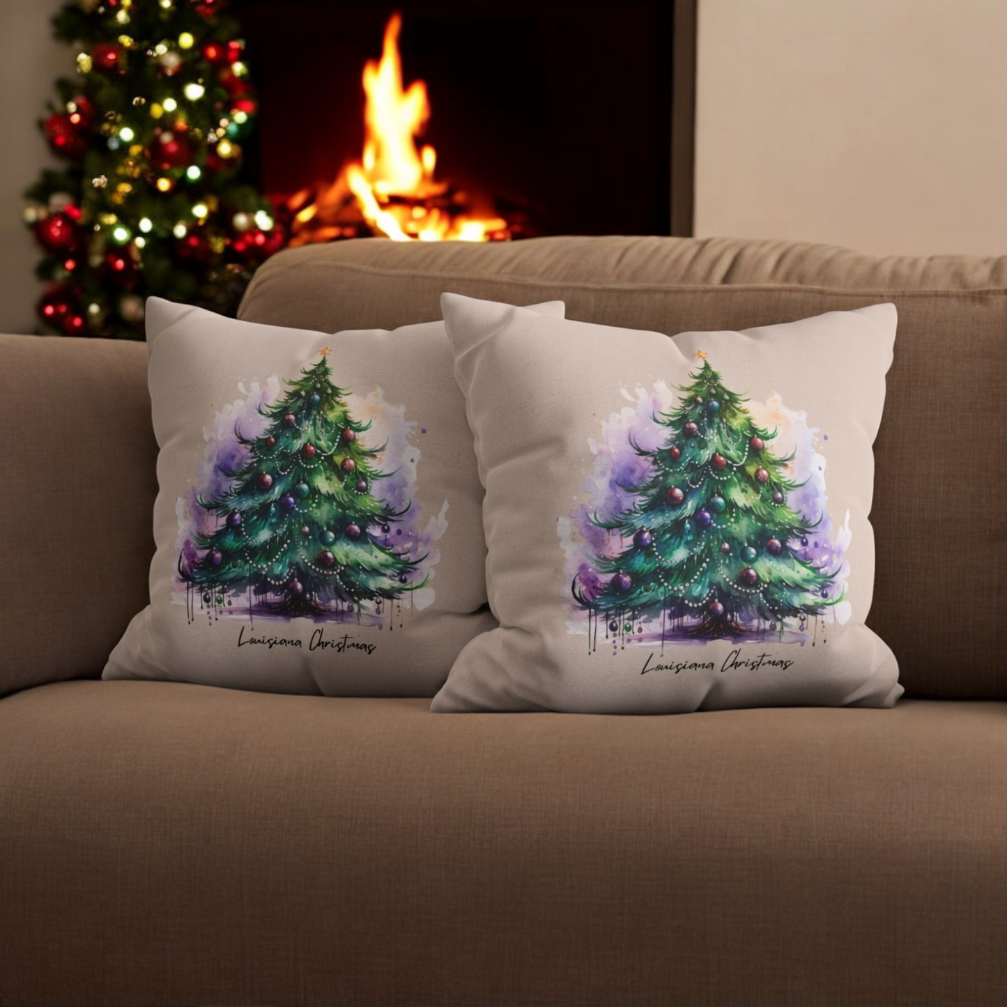 Spun Polyester Square Pillowcover (Cmas Tree/LA)
