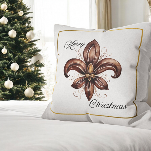 Spun Polyester Square Pillowcase(Fleur De Lis Cmas)